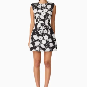 Carol Tulip Mini Dress in Black & White