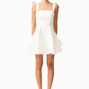 Livia Tiered Mini Dress in White