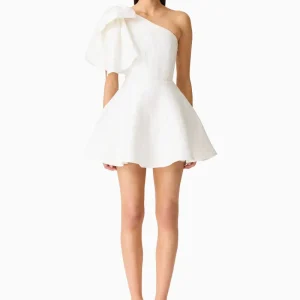 Saffron Asymmetrical Mini Dress in White